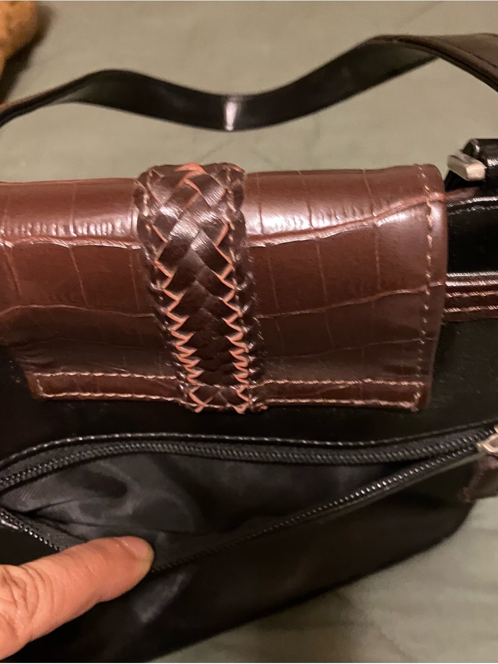 Women’s Dark Brown Heart Accent Tote Bag - Picture 3 of 6